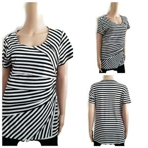 VERVE AMI Women's Black White Short Sleeve Top